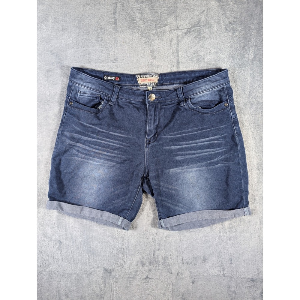 Hot Kiss Women's Size 13 Blue Denim Cuffed Shorts Get The Lift